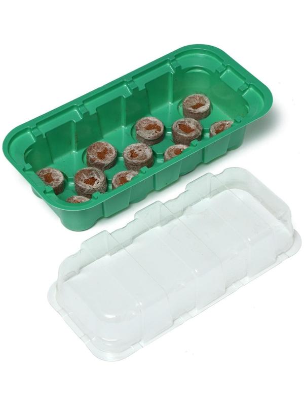 Мини-парник для рассады: кокосовая таблетка d = 3 см, 11 шт., jiffy