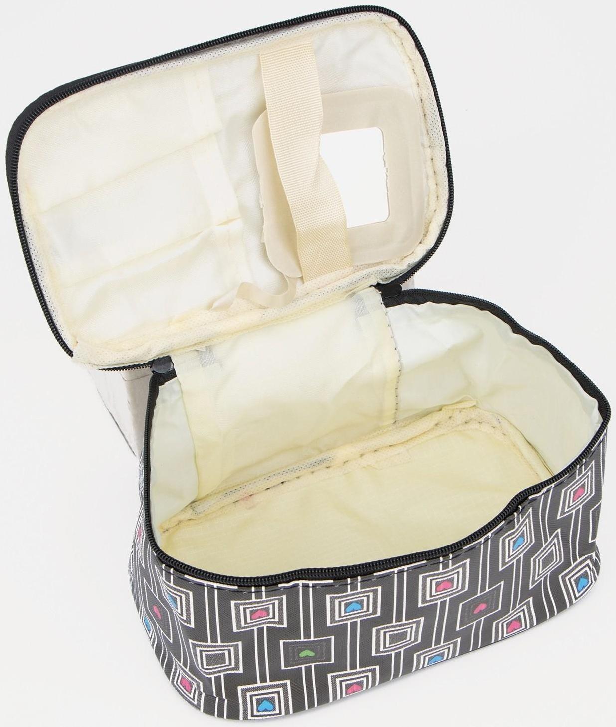 Косметичка на молнии, с зеркалом, цвет чёрный