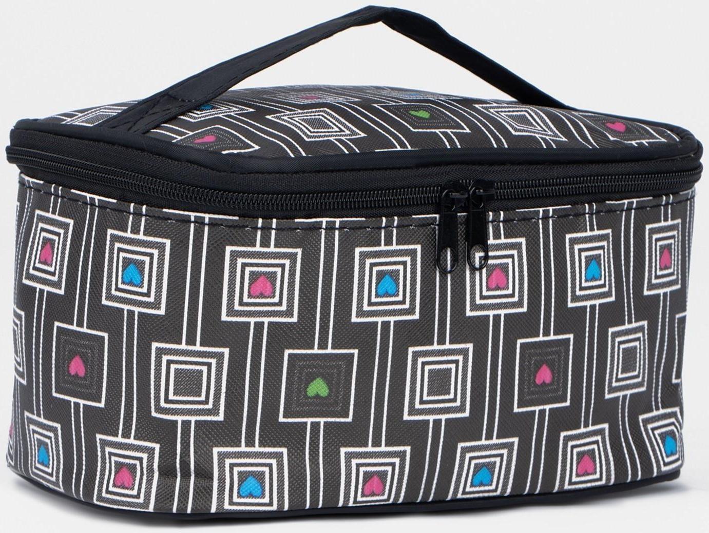 Косметичка на молнии, с зеркалом, цвет чёрный