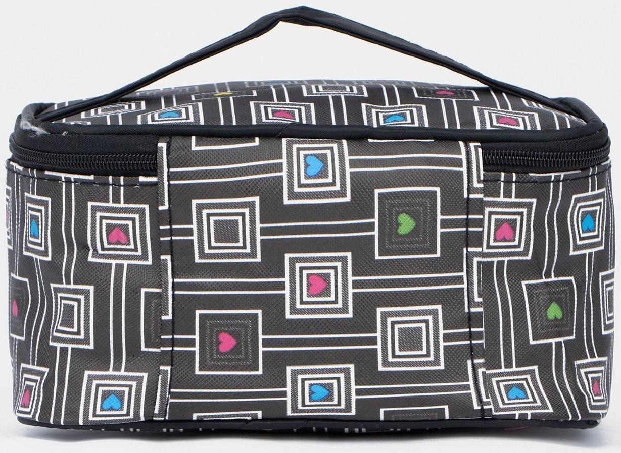 Косметичка на молнии, с зеркалом, цвет чёрный