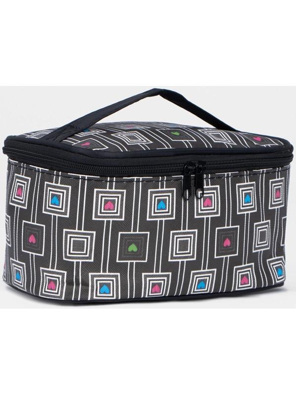 Косметичка на молнии, с зеркалом, цвет чёрный