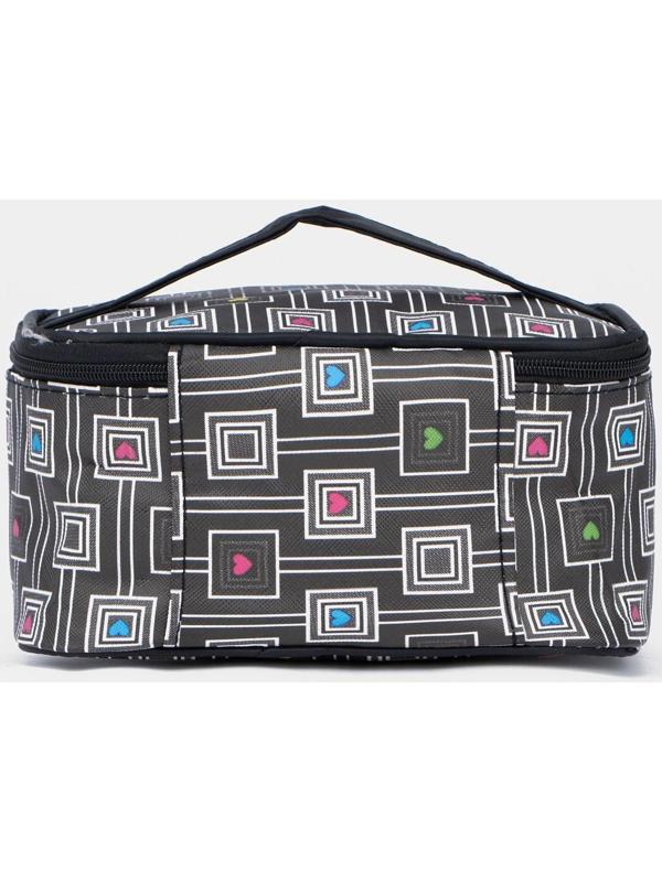 Косметичка на молнии, с зеркалом, цвет чёрный