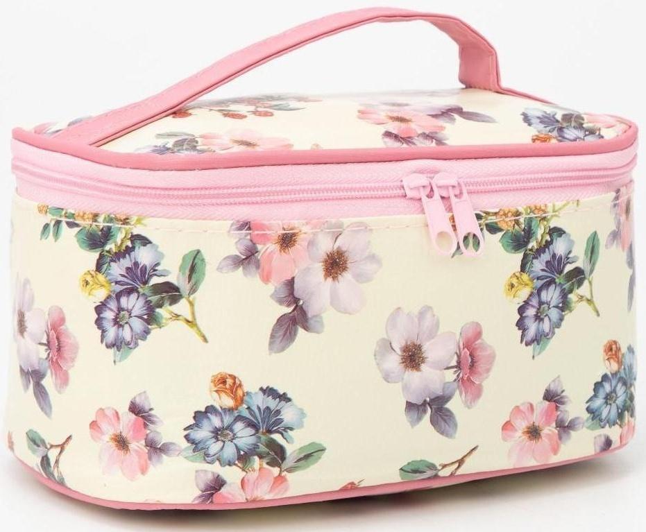 Косметичка на молнии, с зеркалом, цвет бежевый