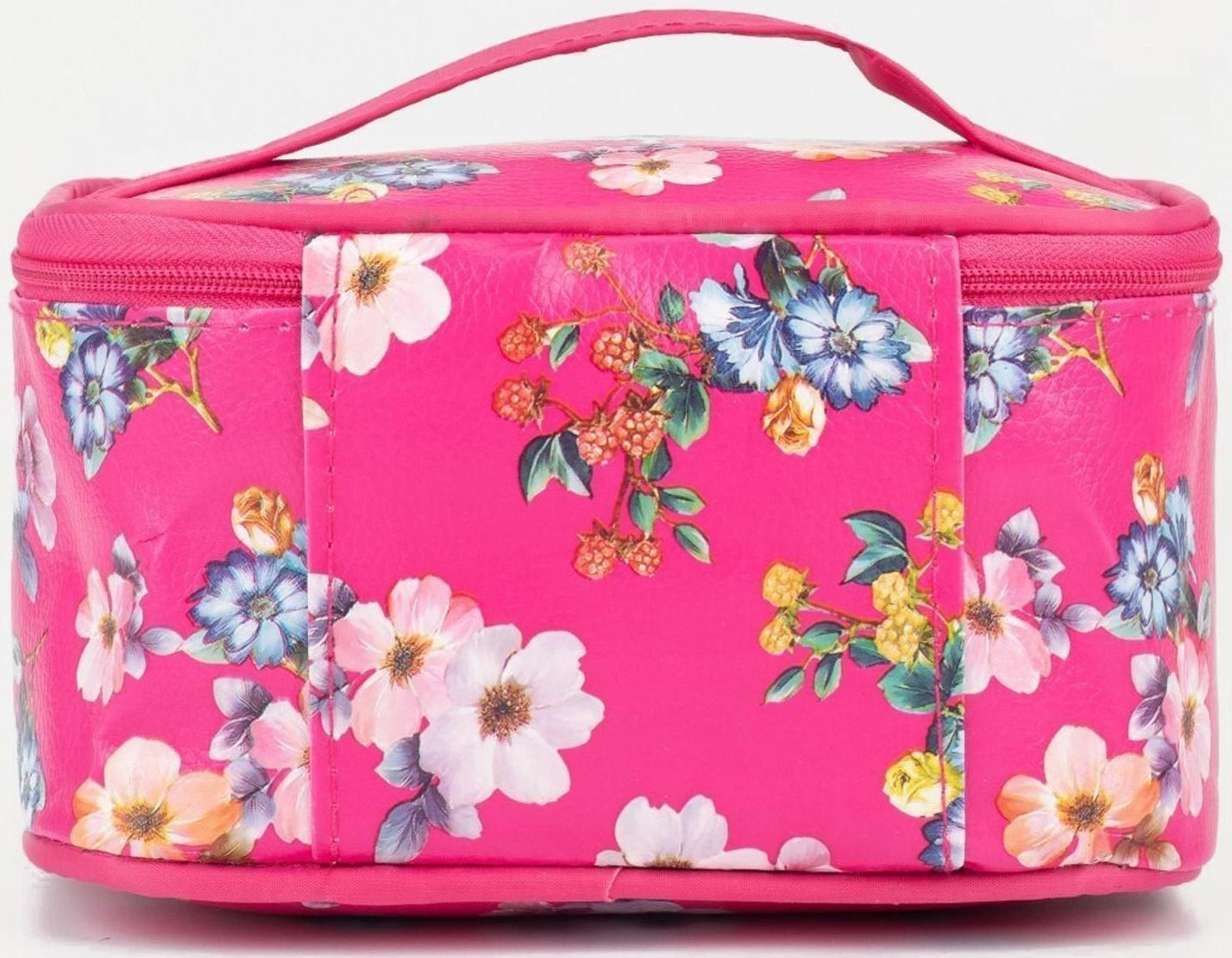 Косметичка на молнии, с зеркалом, цвет малиновый