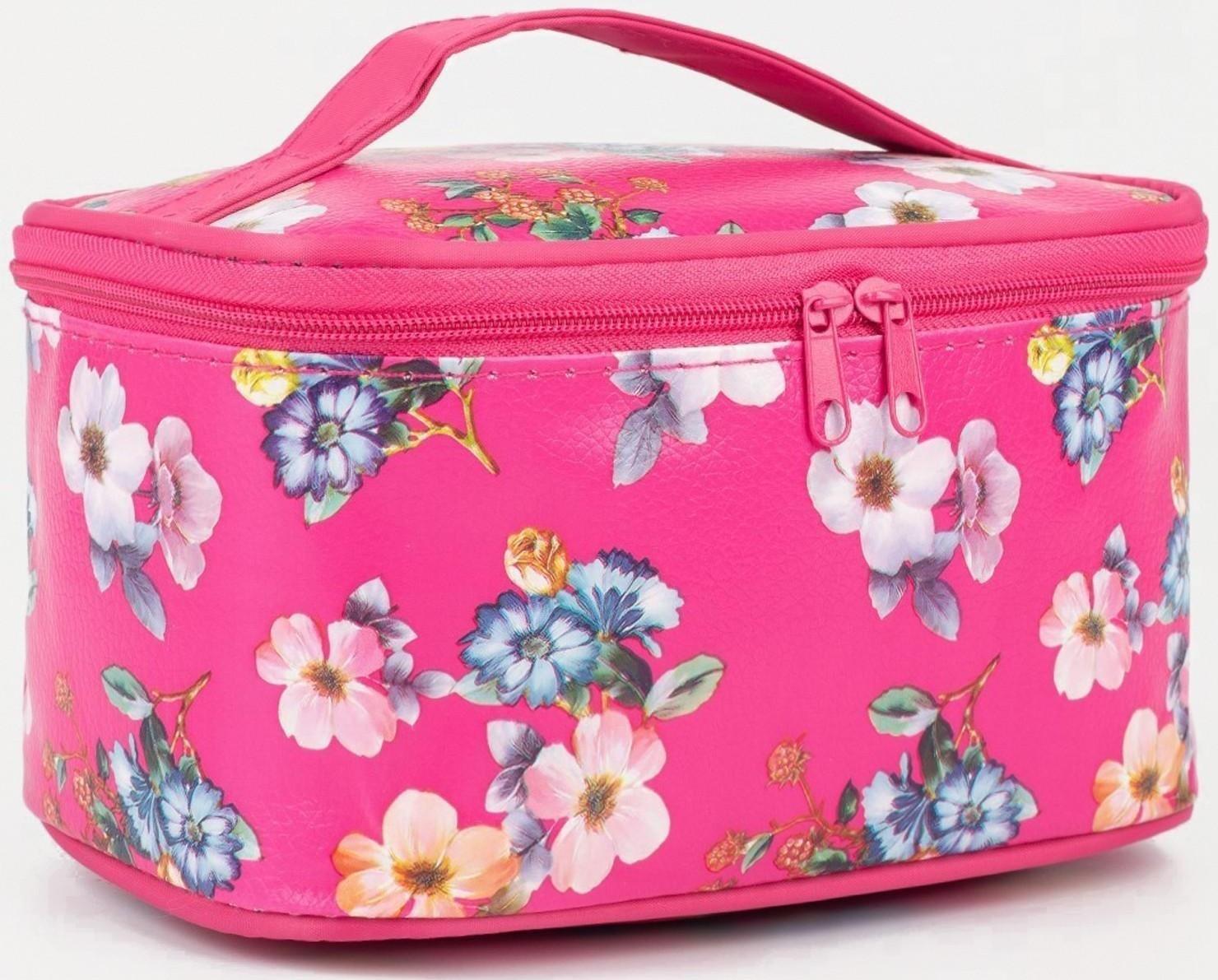 Косметичка на молнии, с зеркалом, цвет малиновый