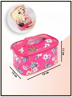 Косметичка на молнии, с зеркалом, цвет малиновый