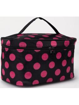 Косметичка на молнии, с зеркалом, цвет чёрный/малиновый