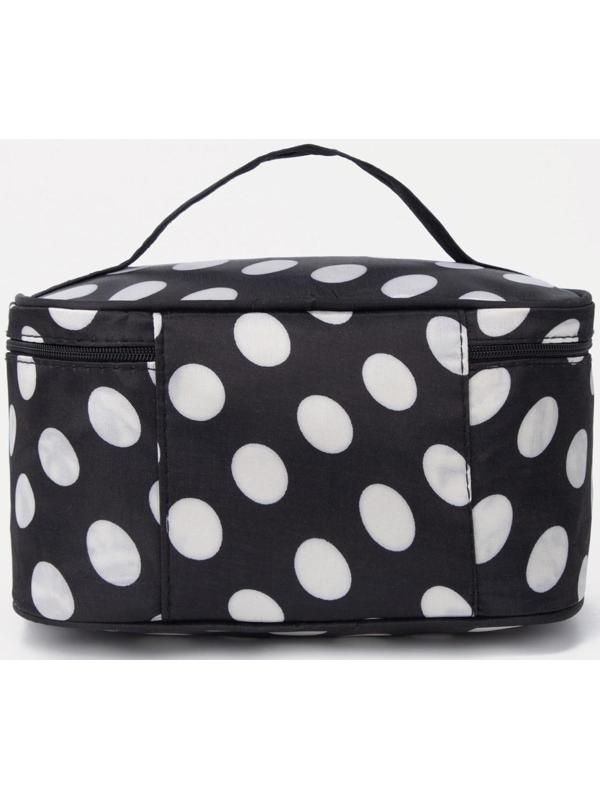 Косметичка на молнии, с зеркалом, цвет чёрный/белый