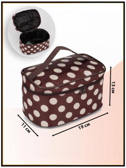 Косметичка на молнии, с зеркалом, цвет коричневый/белый