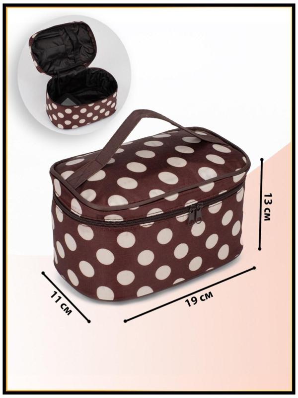 Косметичка на молнии, с зеркалом, цвет коричневый/белый