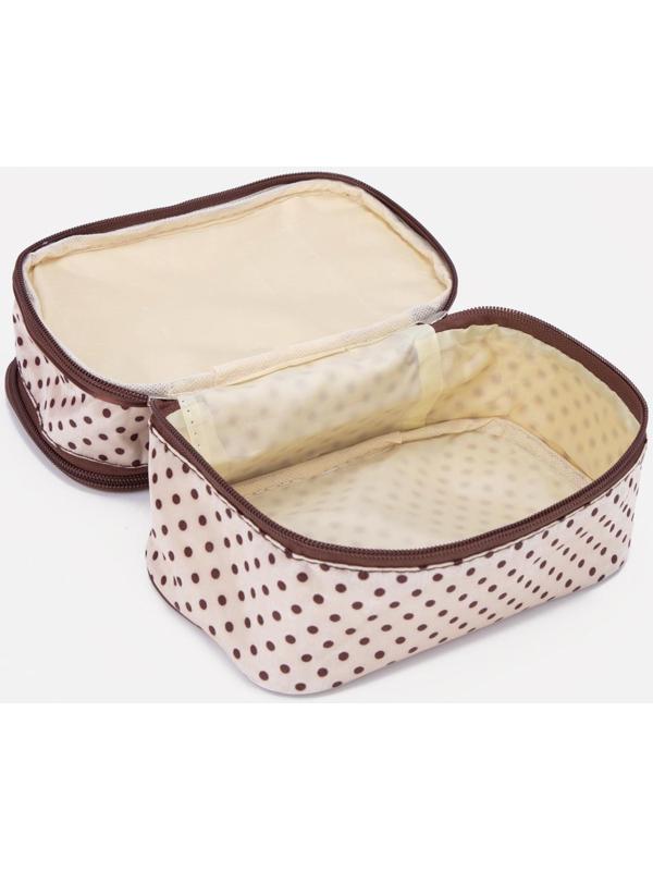 Косметичка на молнии, с зеркалом, цвет бежевый/коричневый