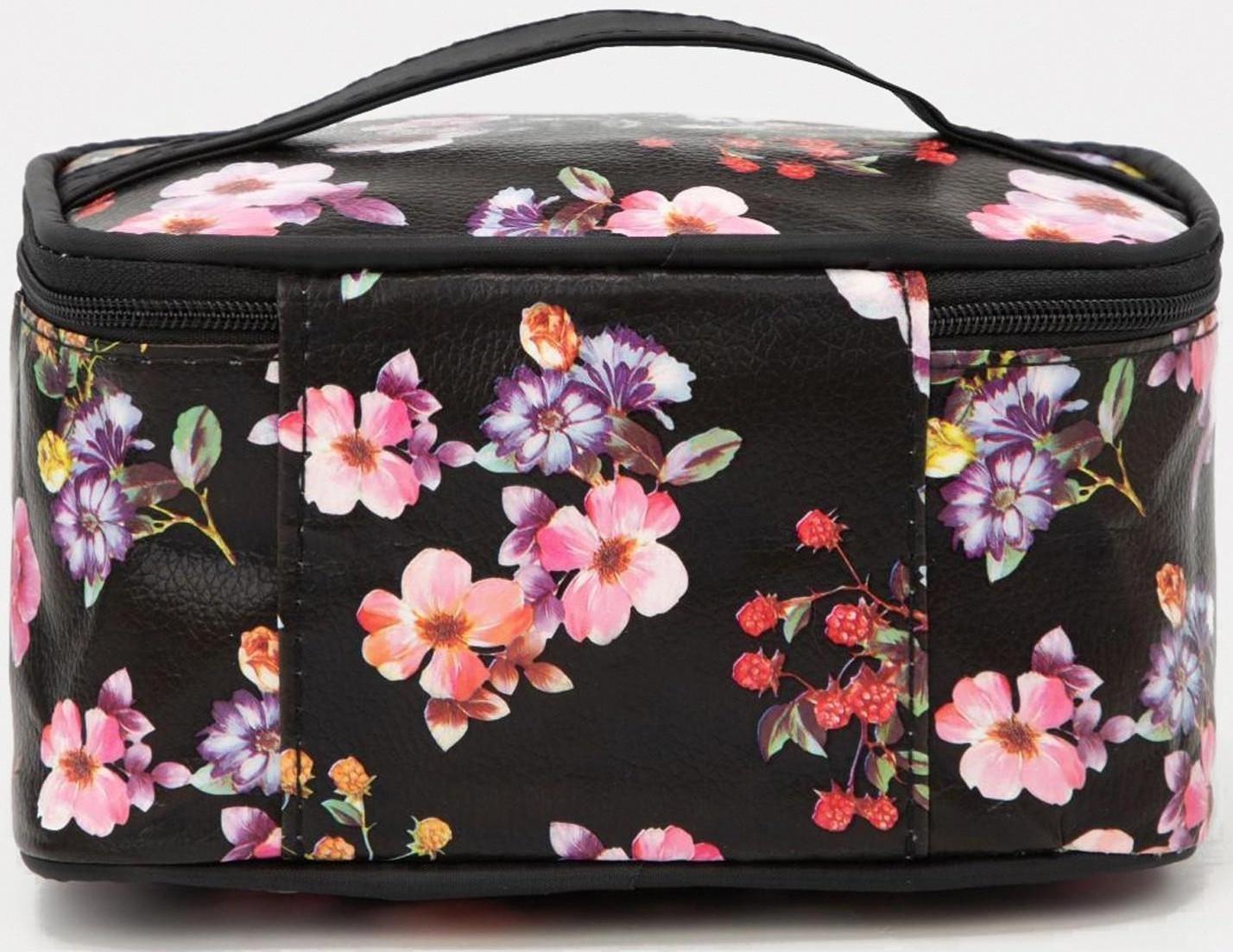 Косметичка на молнии, с зеркалом, цвет чёрный