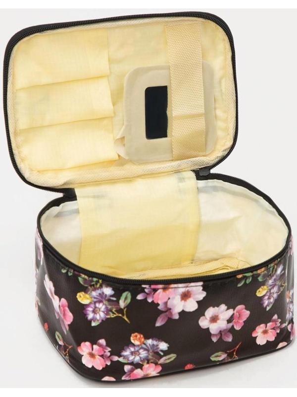 Косметичка на молнии, с зеркалом, цвет чёрный