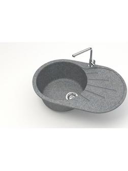 Мойка кухонная из камня ZETT lab. 110/Q8, 730x450x210 мм, матовая, темно-серая