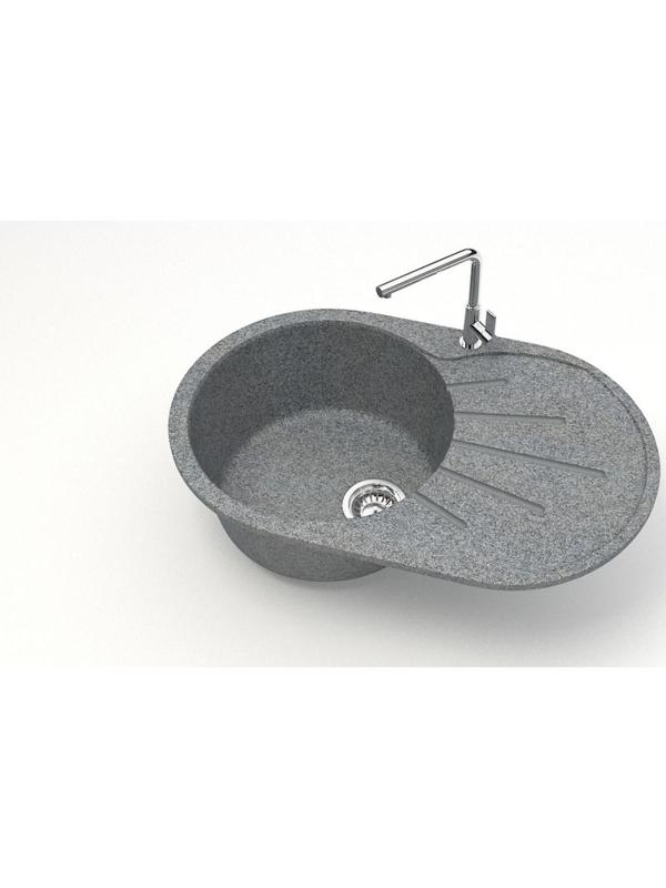 Мойка кухонная из камня ZETT lab. 110/Q8, 730x450x210 мм, матовая, темно-серая