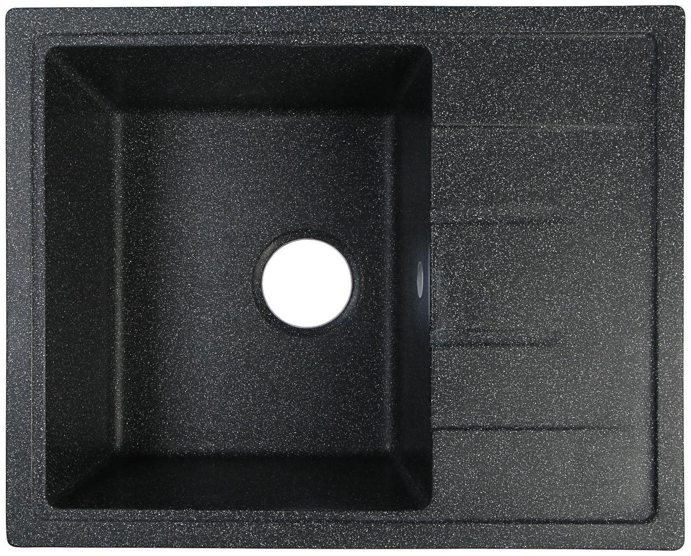 Мойка кухонная из камня ZETT lab. 150/Q4, 575х470х177 мм, матовая, черная