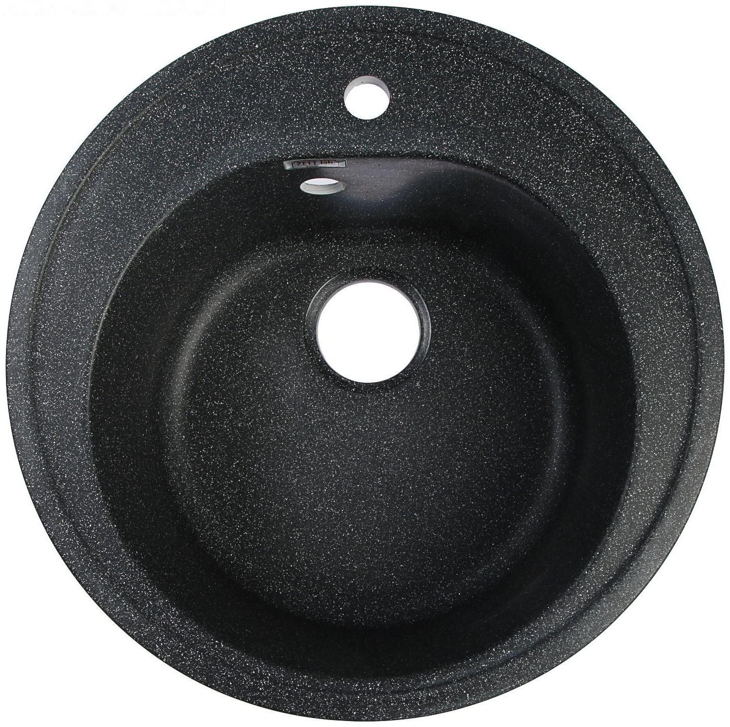 Мойка кухонная из камня ZETT lab. 3/Q4, d=510 мм, глубина 19 см, матовая, черная