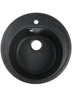 Мойка кухонная из камня ZETT lab. 3/Q4, d=510 мм, глубина 19 см, матовая, черная