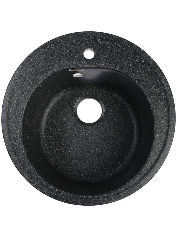 Мойка кухонная из камня ZETT lab. 3/Q4, d=510 мм, глубина 19 см, матовая, черная