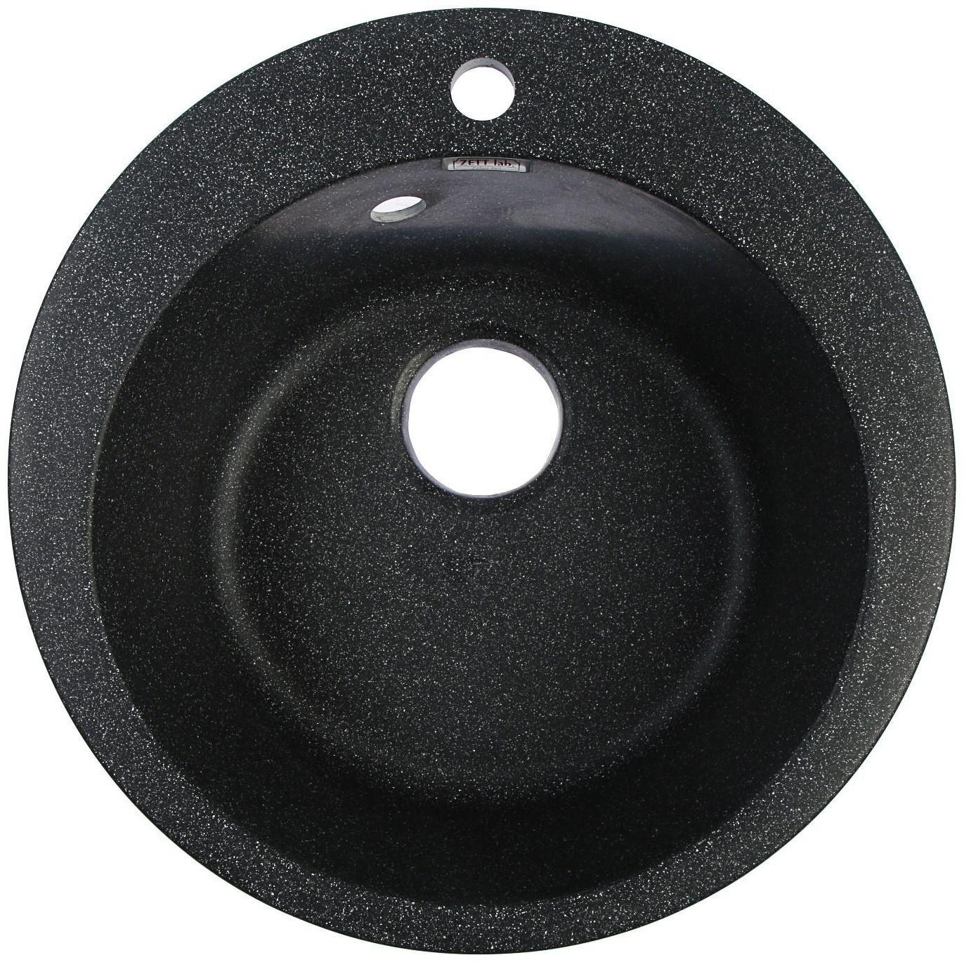 Мойка кухонная из камня ZETT lab. 30/Q4, d=475 мм, матовая, черная