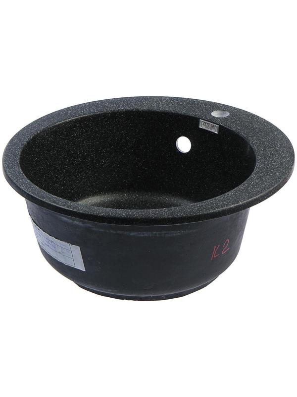 Мойка кухонная из камня ZETT lab. 30/Q4, d=475 мм, матовая, черная