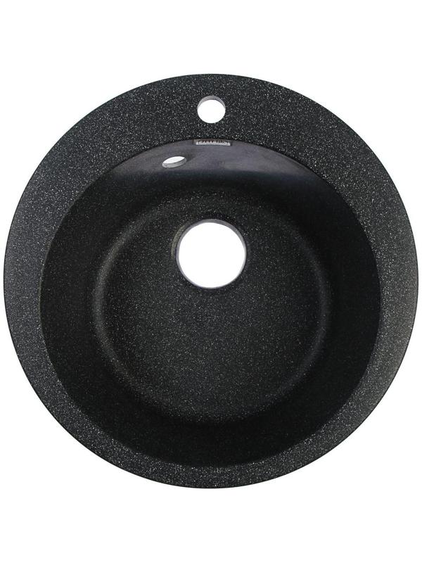 Мойка кухонная из камня ZETT lab. 30/Q4, d=475 мм, матовая, черная