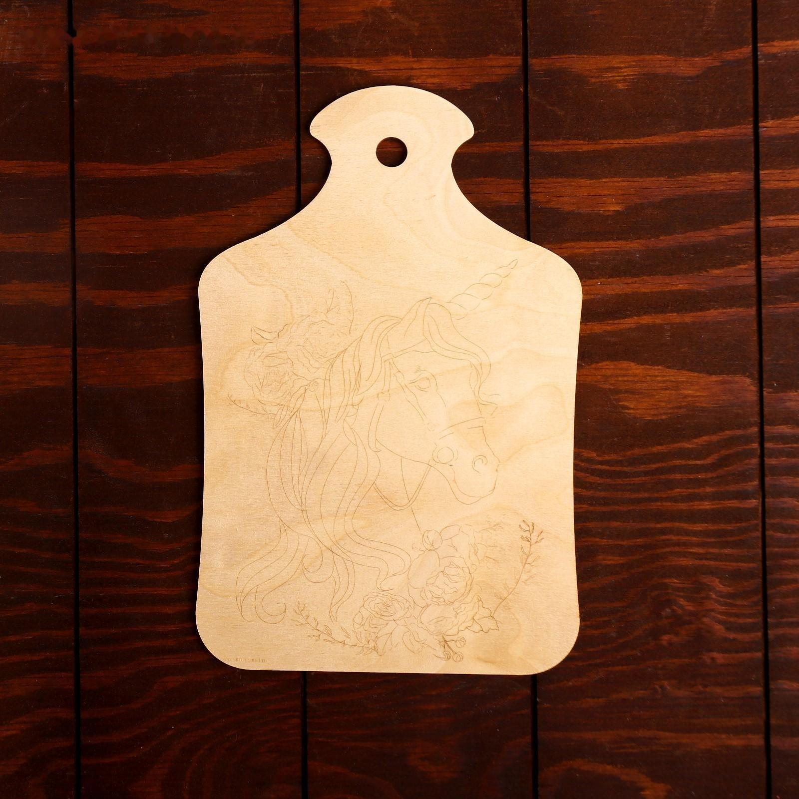 Доска для выжигания «Единорог с цветами»