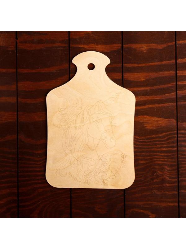 Доска для выжигания «Единорог с цветами»