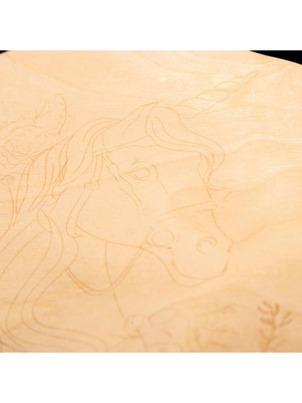 Доска для выжигания «Единорог с цветами»