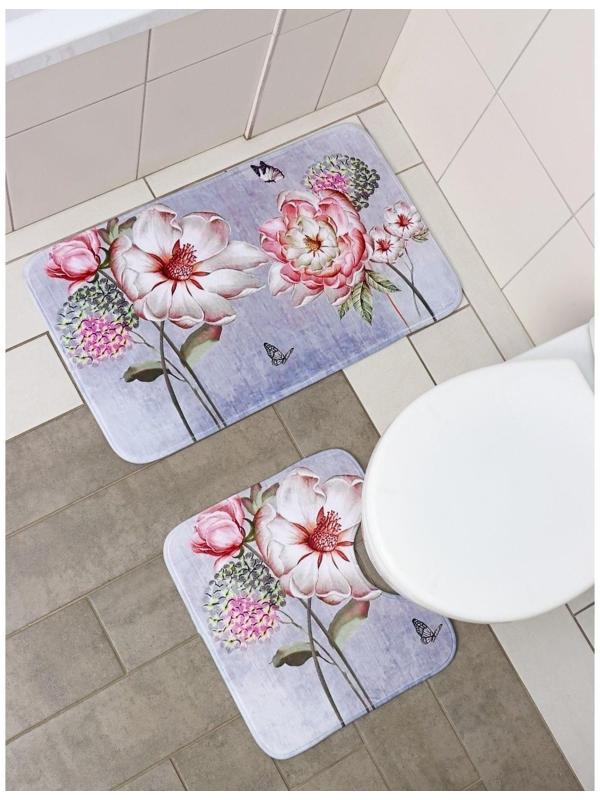 Набор ковриков для ванной и туалета Доляна «Весна», 2 шт: 40×45, 45×75 см