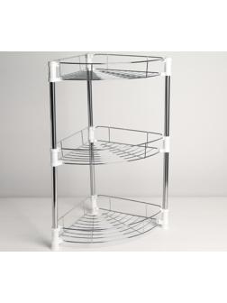 Этажерка настольная угловая 3-х секционная, 38,5×27,5×54,5 см, цвет хром
