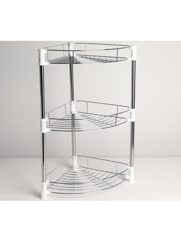 Этажерка настольная угловая 3-х секционная, 38,5×27,5×54,5 см, цвет хром