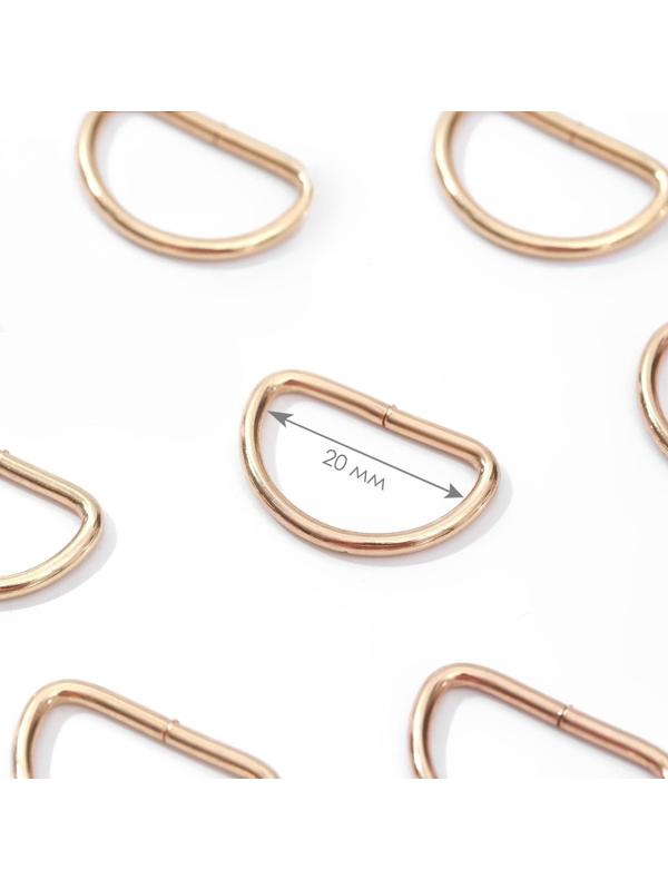 Полукольца для сумок, d = 20 мм, толщина - 2 мм, 10 шт, цвет золотой