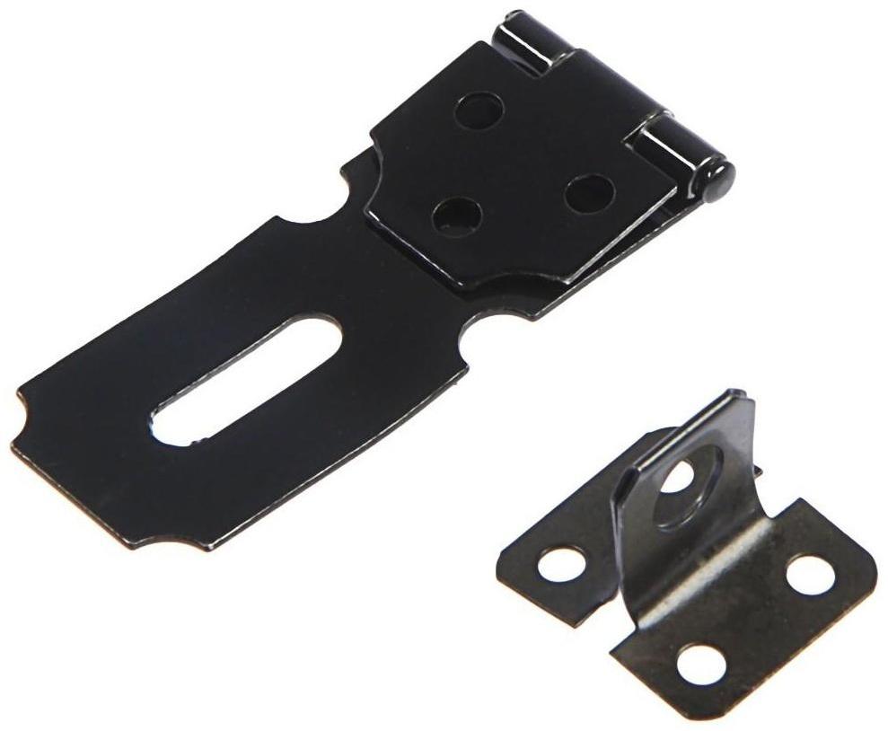 Накладка для навесного замка, с проушиной, L=65 мм, черная