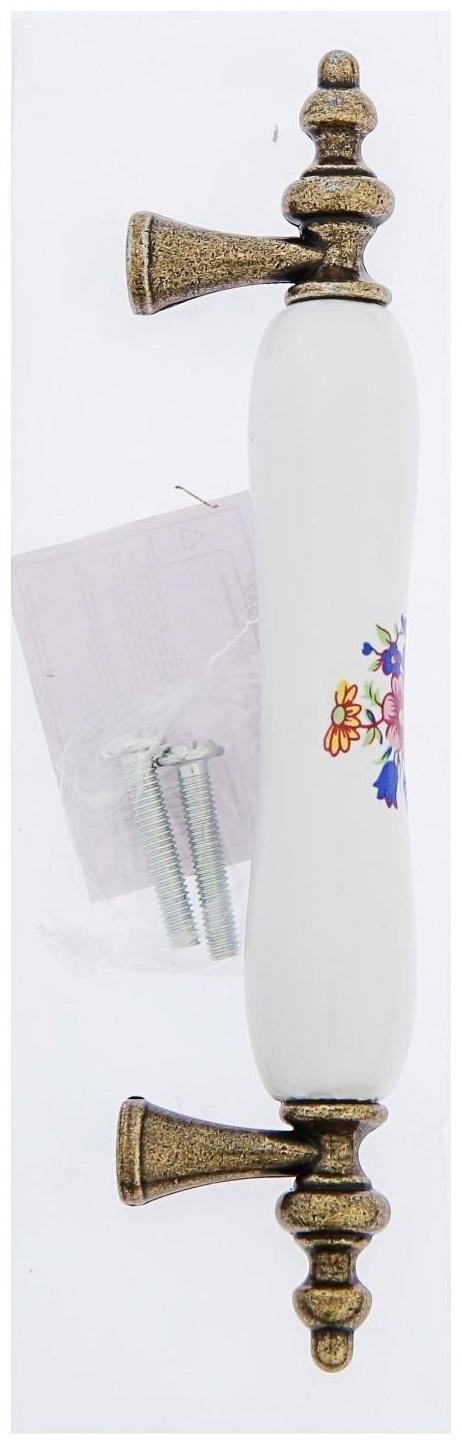 Ручка скоба FLOWER Ceramics 014, 96 мм, керамическая, с рисунком, цвет бронза