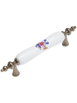 Ручка скоба FLOWER Ceramics 014, 96 мм, керамическая, с рисунком, цвет бронза