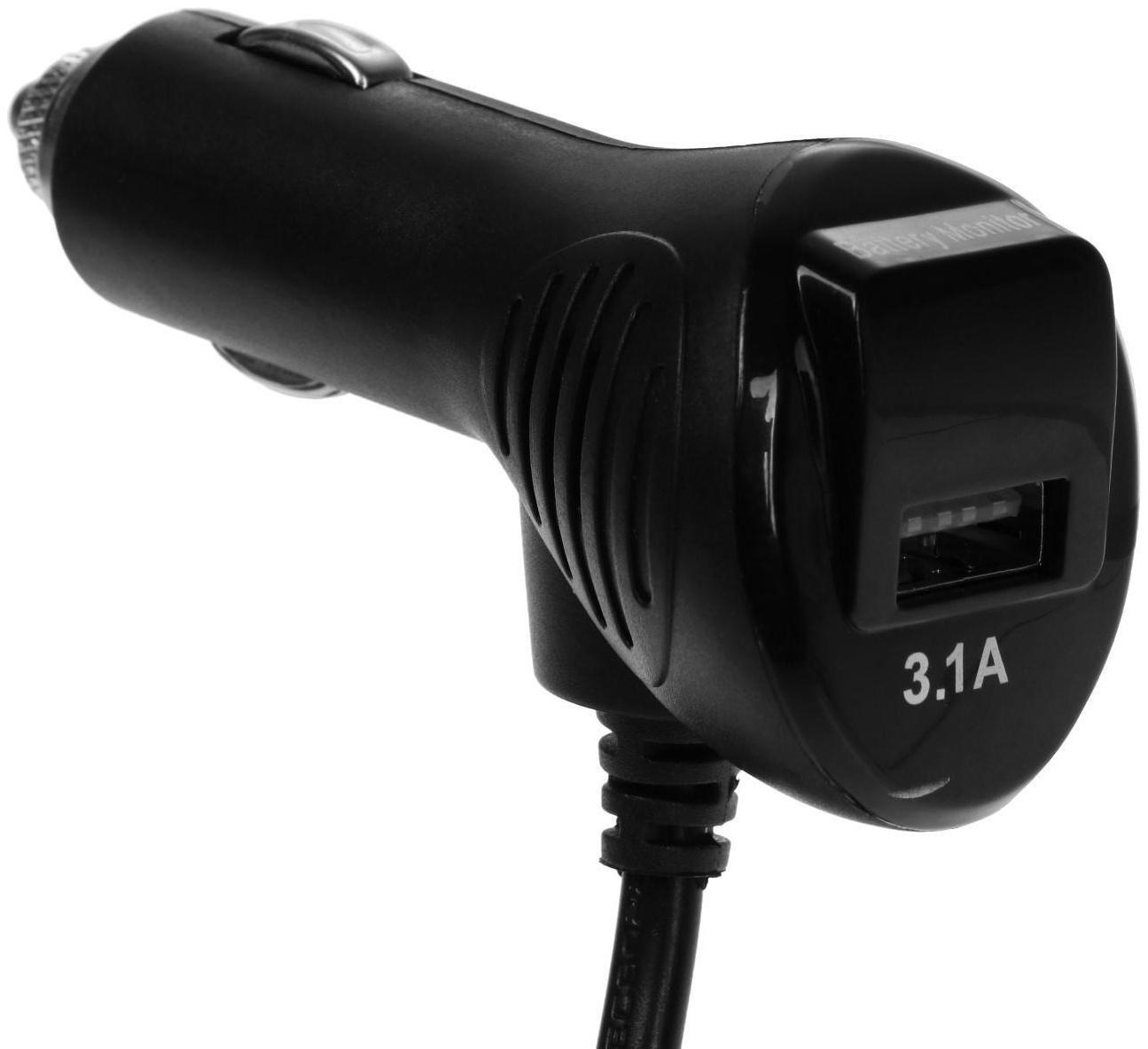 Разветвитель прикуривателя TORSO, с вольтметром, USB 3.1 А, провод 70 см