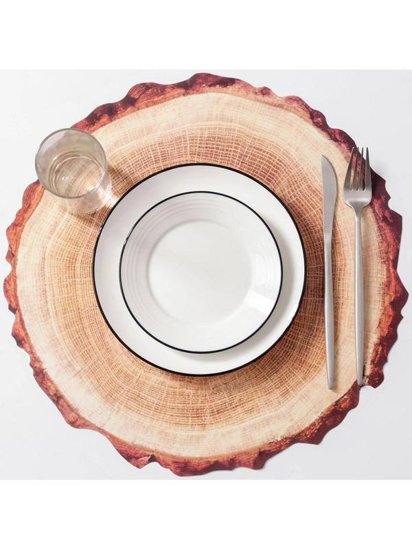 Салфетка сервировочная на стол «Спил», 38×39 см, цвет бежевый