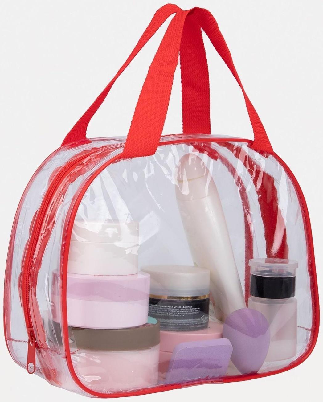 Косметичка на молнии, цвет красный