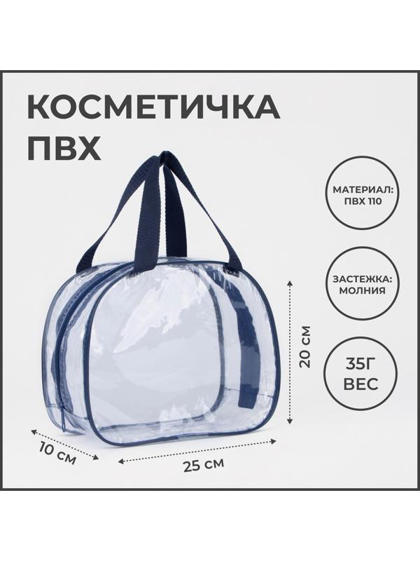 Косметичка на молнии, цвет синий
