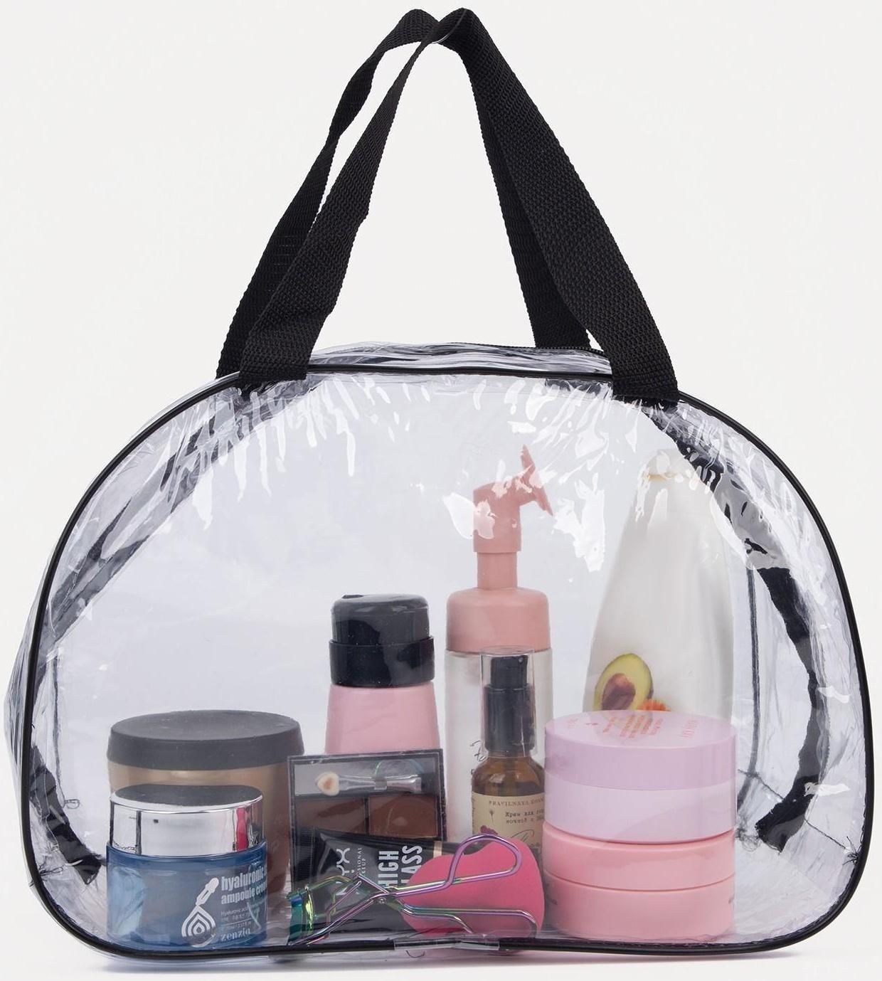 Косметичка на молнии, цвет прозрачный/чёрный