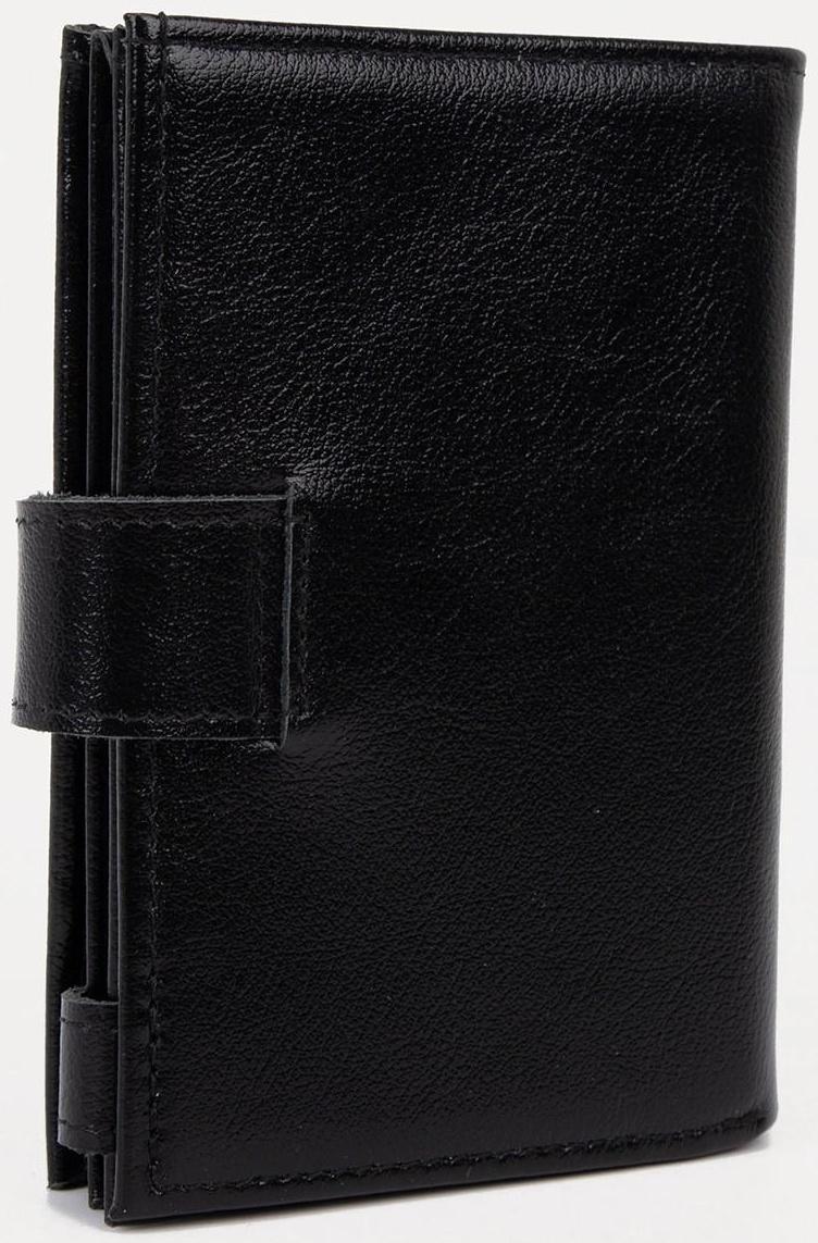 Портмоне на кнопке, отдел для автодокументов и паспорта, цвет чёрный