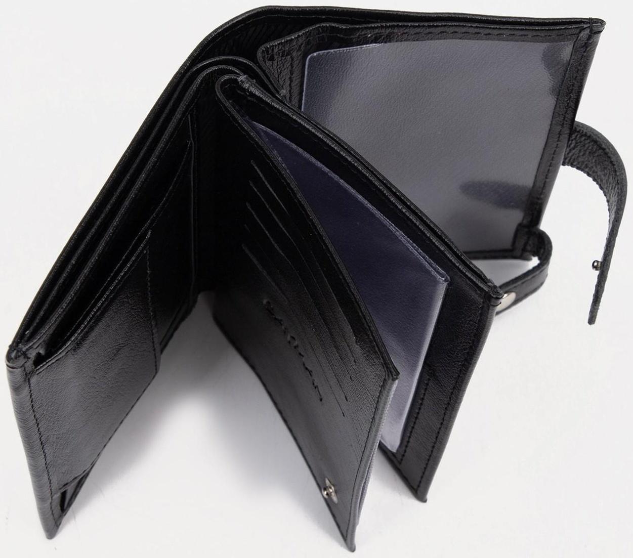 Портмоне на кнопке, отдел для автодокументов и паспорта, цвет чёрный