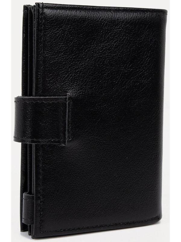 Портмоне на кнопке, отдел для автодокументов и паспорта, цвет чёрный