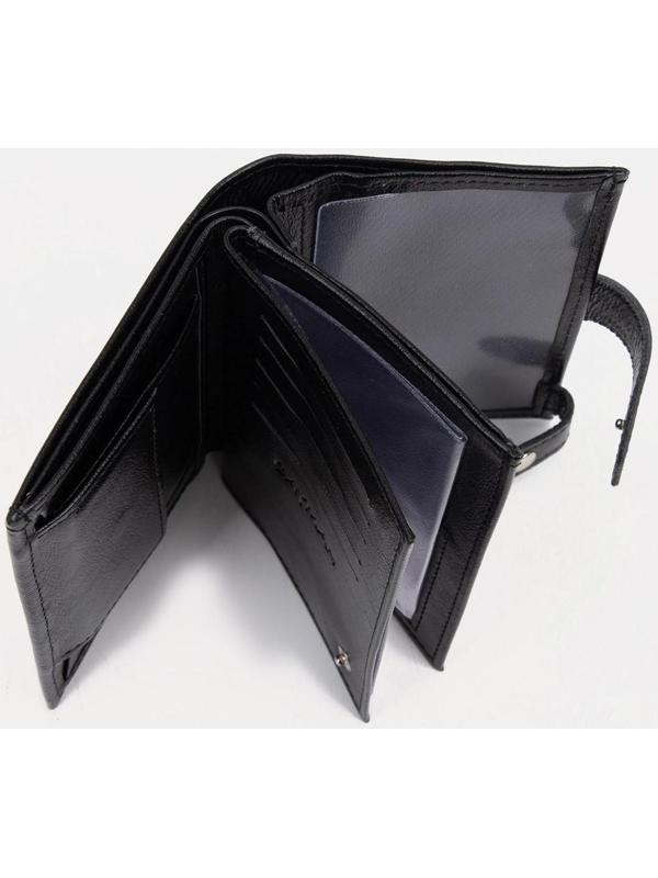 Портмоне на кнопке, отдел для автодокументов и паспорта, цвет чёрный