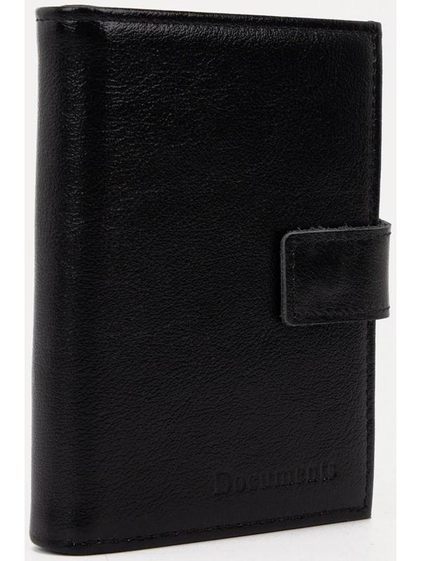 Портмоне на кнопке, отдел для автодокументов и паспорта, цвет чёрный