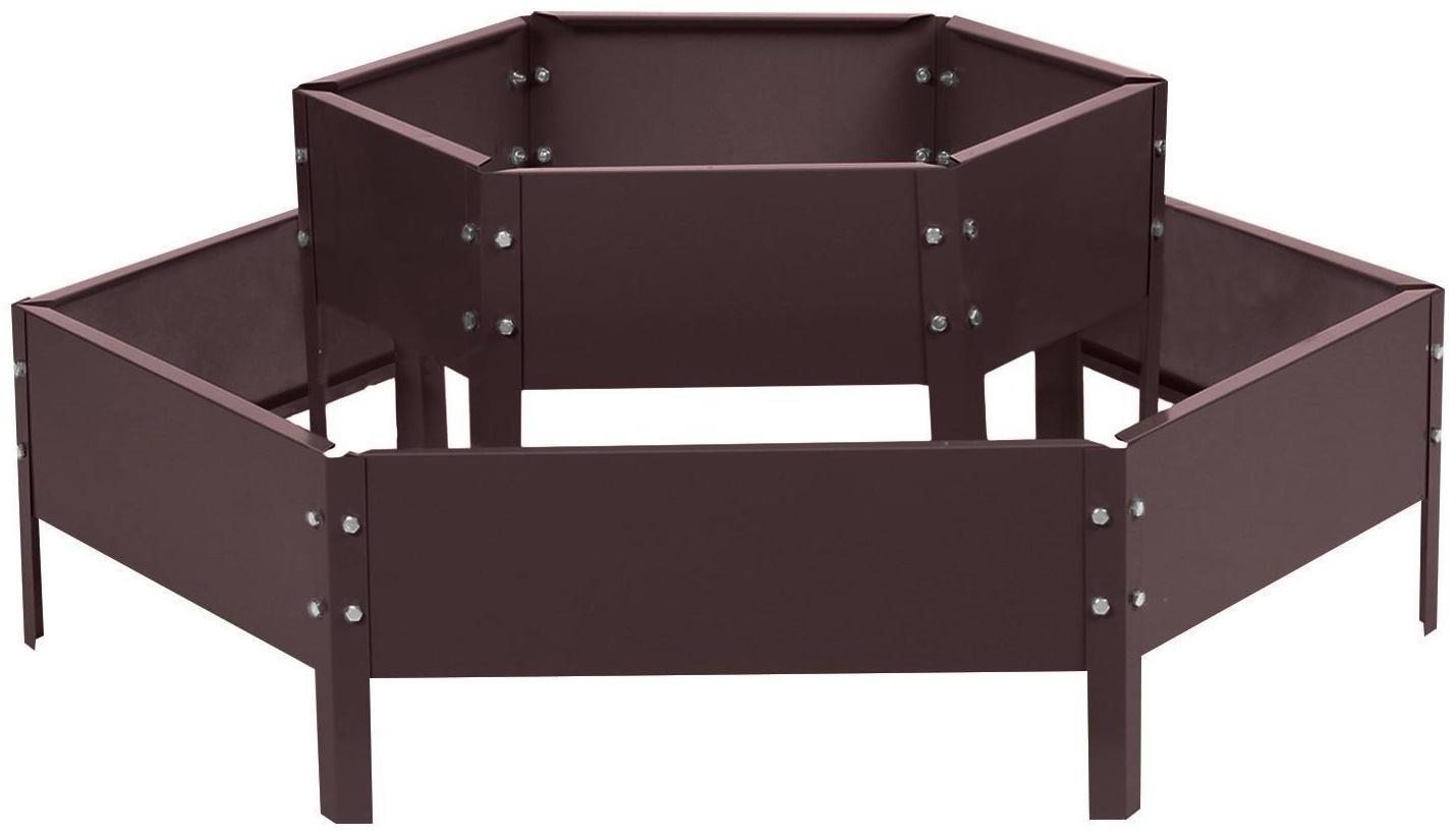 Клумба оцинкованная, 2 яруса, d = 60-100 см, h = 30 см, коричневая, Greengo