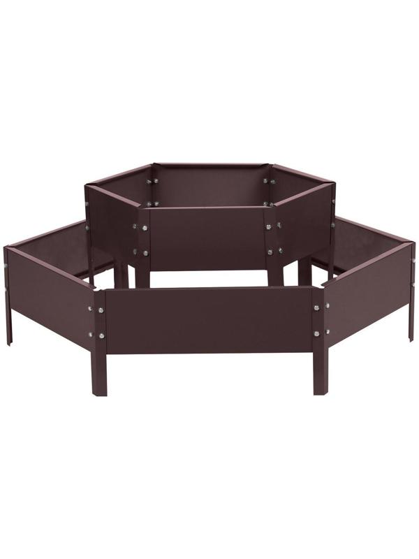 Клумба оцинкованная, 2 яруса, d = 60-100 см, h = 30 см, коричневая, Greengo