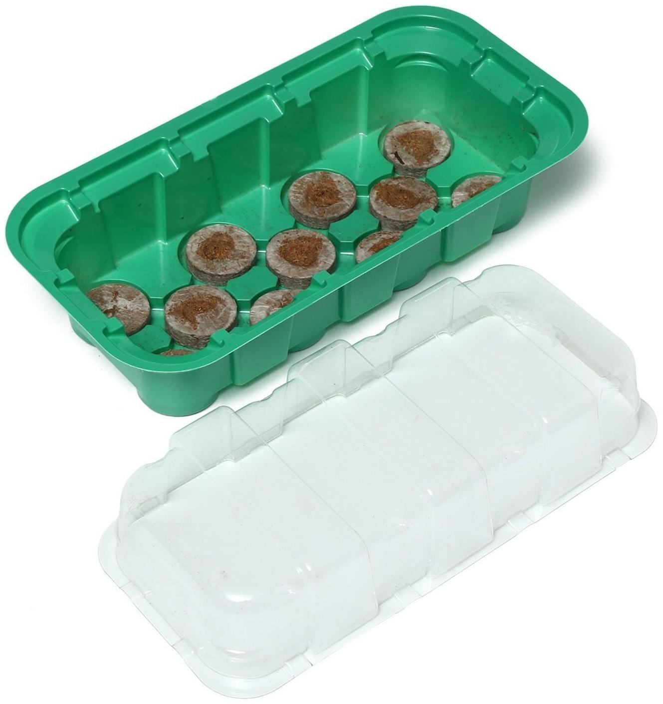 Мини-парник для рассады: торфяная таблетка d = 3,3 см, 11 шт., jiffy