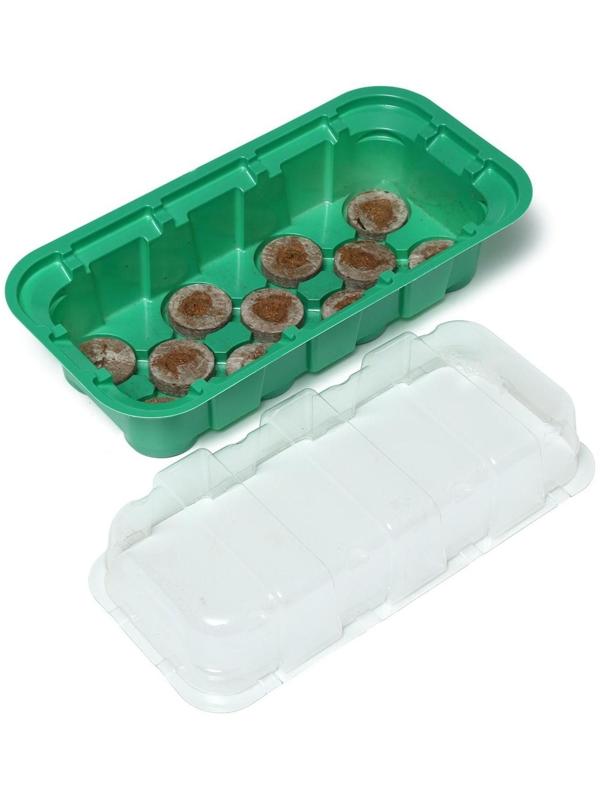 Мини-парник для рассады: торфяная таблетка d = 3,3 см, 11 шт., jiffy